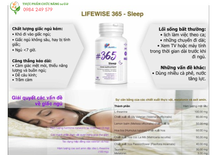 Khi nào cần LifeWise 365 Sleep Thực phẩm chức năng 24 giờ