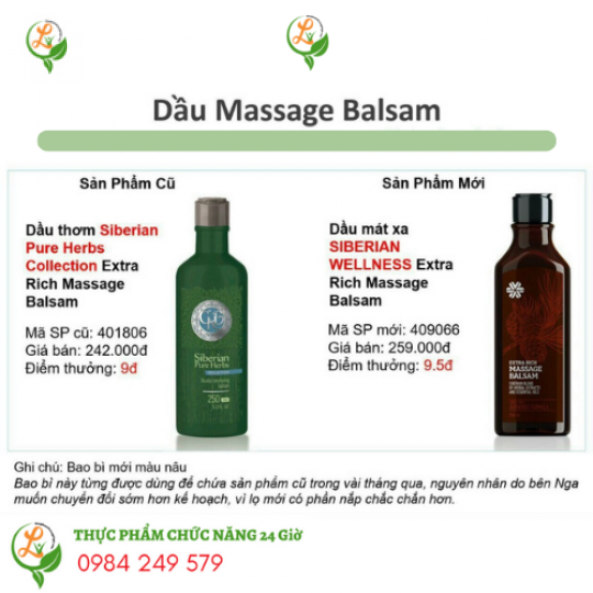 Dầu Thoa Pure Herbs Collection Extra Rich Massage Balsam Siberianhealth