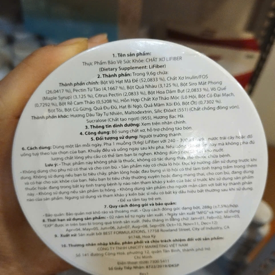LIFIBER BỔ SUNG CHẤT XƠ, THẢI ĐỘC ĐẠI TRÀNG, NGỪA TÁO BÓN UNICITY